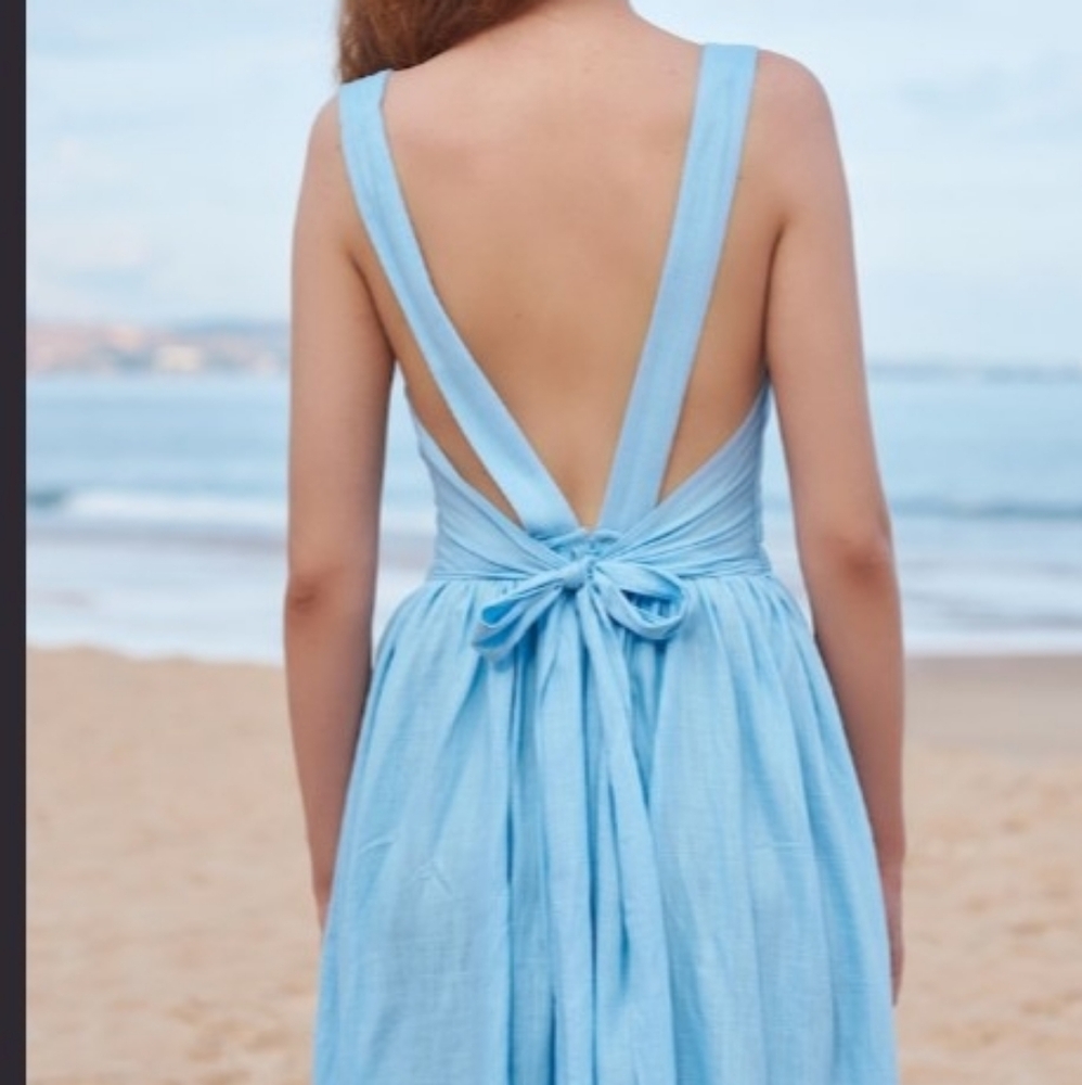 Backless Lilac Sundress With Ties. Slow Fashion/Custom Made